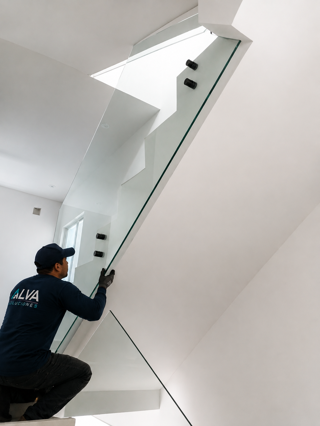 Técnico instalando ventanas de aluminio en Monterrey